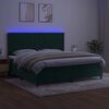 vidaXL Box spring postel s matrac&iacute; a LED tmavě zelen&aacute; 200x200 cm samet