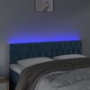 vidaXL Čelo postele s LED tmavě modr&eacute; 160 x 7 x 78/88 cm samet