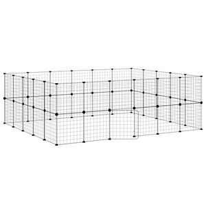 vidaXL 44panelov&aacute; ohr&aacute;dka pro zv&iacute;řata s dv&iacute;řky čern&aacute; 210 x 175 x 70 cm ocel