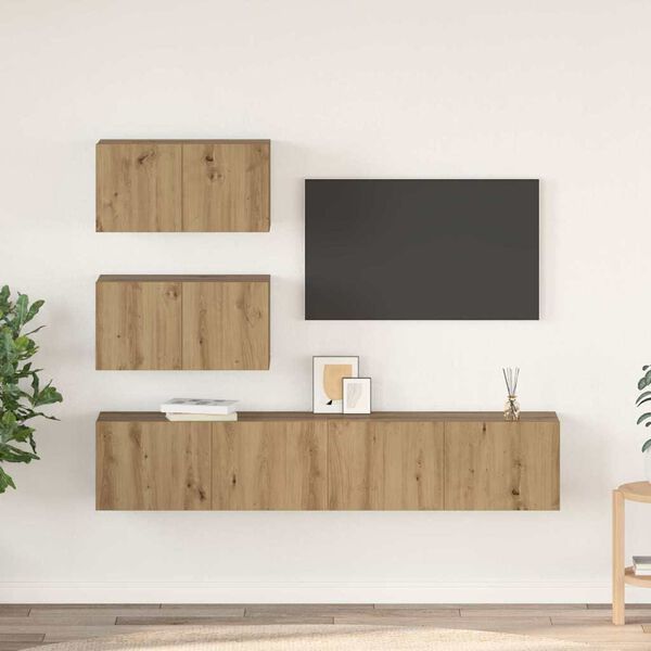 vidaXL Sestava TV skř&iacute;něk 4 pcs Artisanov&yacute; dub kompozitn&iacute; dřevo