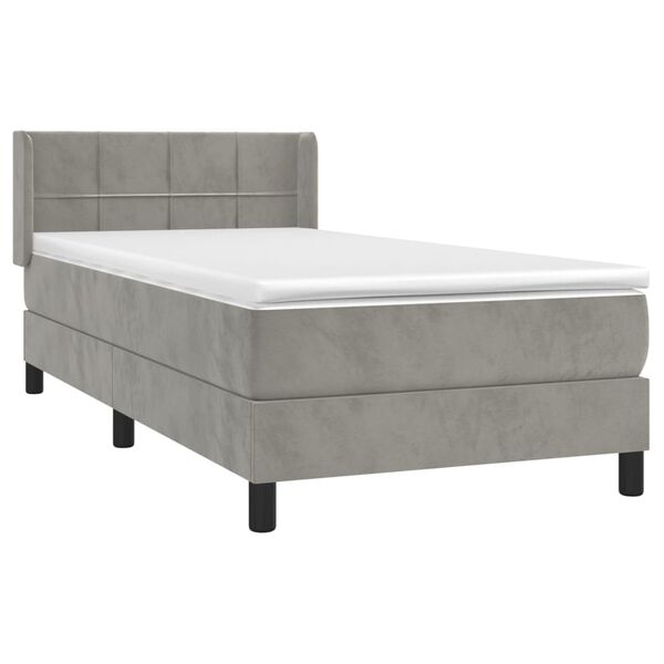 vidaXL Box spring postel s matrac&iacute; světle &scaron;ed&aacute; 80 x 200 cm samet