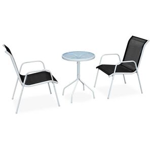vidaXL 3d&iacute;ln&yacute; bistro set ocelov&yacute; čern&yacute;