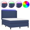 vidaXL Box spring postel s matrac&iacute; a LED modr&aacute; 140x190 cm textil