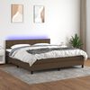 vidaXL Box spring postel s matrac&iacute; a LED tmavě hněd&aacute; 160x200 cm textil