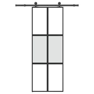 vidaXL Posuvn&eacute; dveře s kov&aacute;n&iacute;m 76x205 cm tvrzen&eacute;ho sklo a hlin&iacute;k