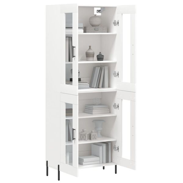 vidaXL Skř&iacute;ň highboard b&iacute;l&aacute; 69,5 x 34 x 180 cm kompozitn&iacute; dřevo