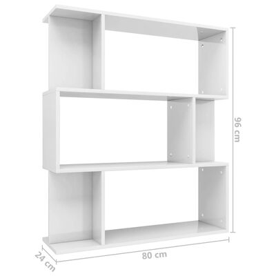 vidaXL Knihovna/zástěna bílá vysoký lesk 80 x 24 x 96 cm