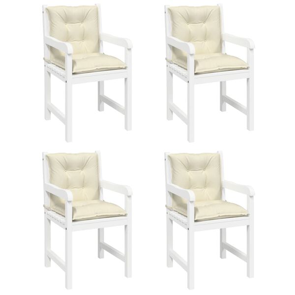 vidaXL Podušky na židli nízké opěradlo 4 ks krémové 100x50x7 cm textil