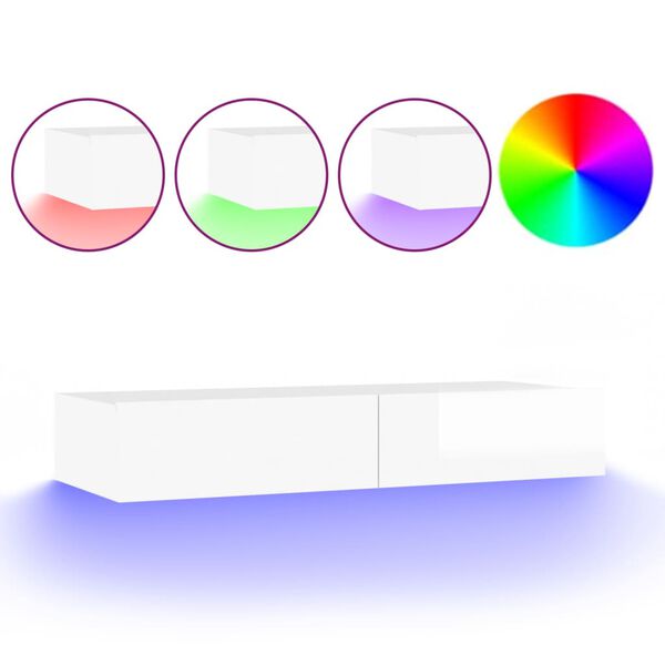 vidaXL TV skř&iacute;ňka s LED osvětlen&iacute;m b&iacute;l&aacute; vysok&yacute; lesk 90 x 35 x 15,5 cm