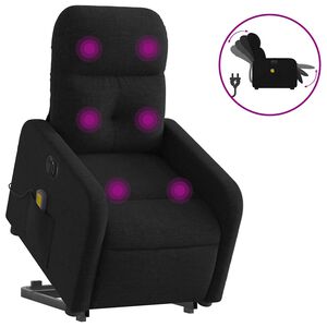 vidaXL Elektrick&eacute; zvedac&iacute; mas&aacute;žn&iacute; polohovac&iacute; křeslo čern&eacute; textil