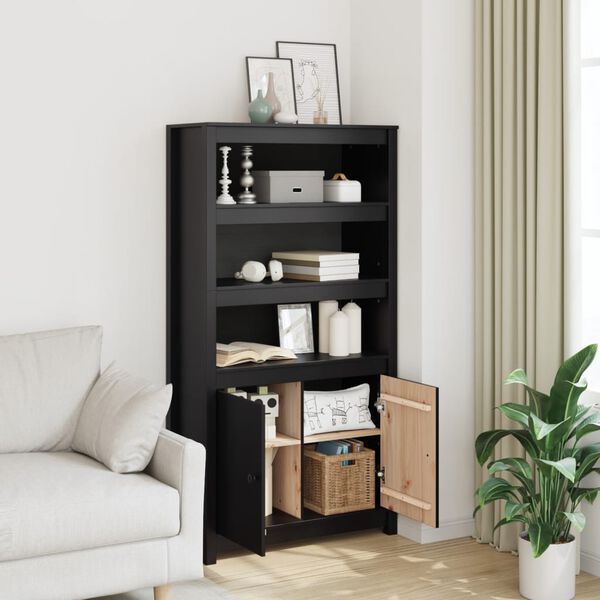 vidaXL Skříň highboard černá 80 x 35 x 154 cm masivní borové dřevo