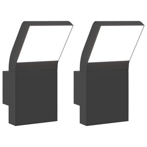 vidaXL Venkovn&iacute; n&aacute;stěnn&aacute; LED sv&iacute;tidla 2 ks čern&aacute; lit&yacute; hlin&iacute;k