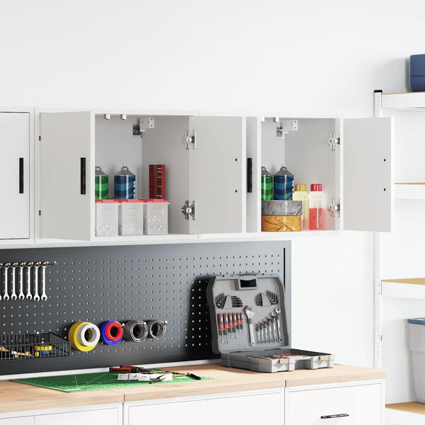 vidaXL Gar&aacute;žov&eacute; n&aacute;stěnn&eacute; skř&iacute;ně 2 ks b&iacute;l&eacute; dřevěn&eacute; konstrukce