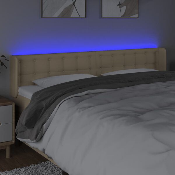 vidaXL Čelo postele s LED kr&eacute;mov&eacute; 163 x 16 x 78/88 cm textil