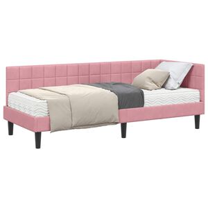 vidaXL Rohov&yacute; r&aacute;m postele s matrac&iacute; 2 ks Růžov&aacute; 80 x 200 cm samet