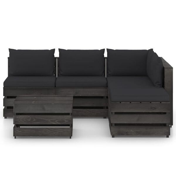 vidaXL 6d&iacute;ln&aacute; zahradn&iacute; souprava s podu&scaron;kami &scaron;edě impregnovan&eacute; dřevo