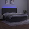 vidaXL Box spring postel s matrac&iacute; a LED tmavě &scaron;ed&aacute; 180x200 cm samet