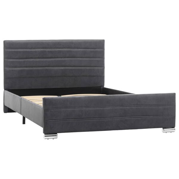 vidaXL R&aacute;m postele &scaron;ed&yacute; uměl&aacute; brou&scaron;en&aacute; kůže 120 x 200 cm