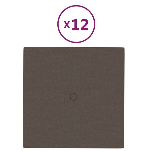 vidaXL N&aacute;stěnn&eacute; panely 12 ks taupe 30 x 30 cm textil 1,08 m&sup2;