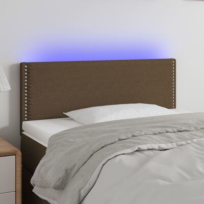 vidaXL Čelo postele s LED tmavě hnědé 80 x 5 x 78/88 cm textil