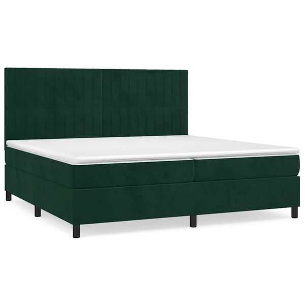 vidaXL Box spring postel s matrac&iacute; tmavě zelen&aacute; 200x200 cm samet