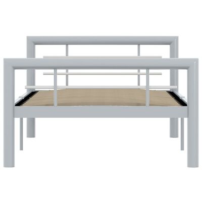 vidaXL Rám postele šedobílý kov 90 x 200 cm