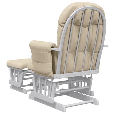 vidaXL Křeslo glider se stoličkou krémově bílé textil