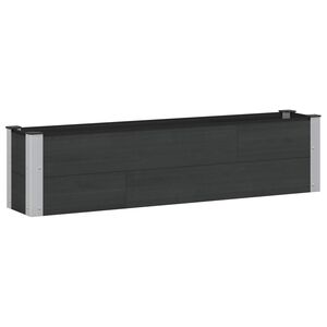 vidaXL Zahradn&iacute; vyv&yacute;&scaron;en&yacute; z&aacute;hon Čern&aacute; 150 x 30 x 36 cm WPC a hlin&iacute;k