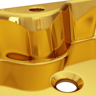 vidaXL Umyvadlo s otvorem pro baterii zlaté 48 x 37 x 13,5 cm keramika