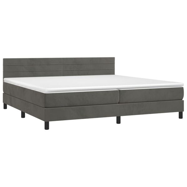 vidaXL Box spring postel s matrac&iacute; tmavě &scaron;ed&aacute; 200x200 cm samet