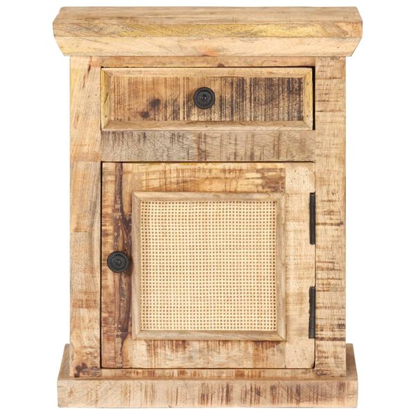 vidaXL Noční stolek 40 x 30 x 50 cm masivní mangovník a přírodní rákos