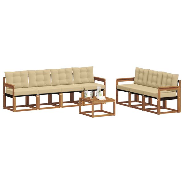 vidaXL Venkovn&iacute; pohovkov&aacute; souprava 8 pcs Přirozen&aacute; a B&eacute;žov&aacute;