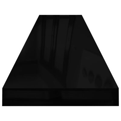 vidaXL Plovoucí nástěnné police 2 ks lesklé černé 120x23,5x3,8 cm MDF