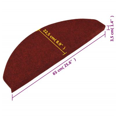 vidaXL Samolepicí nášlapy na schody 15 ks 65x22,5x3,5 cm červené