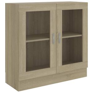 vidaXL Prosklen&aacute; skř&iacute;ň dub sonoma 82,5 x 30,5 x 80 cm kompozitn&iacute; dřevo
