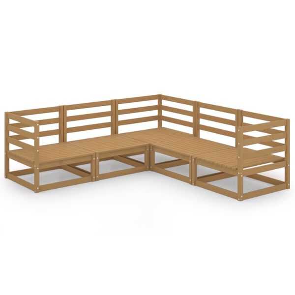 vidaXL 5d&iacute;ln&aacute; zahradn&iacute; sedac&iacute; souprava medově hněd&aacute; masivn&iacute; borovice