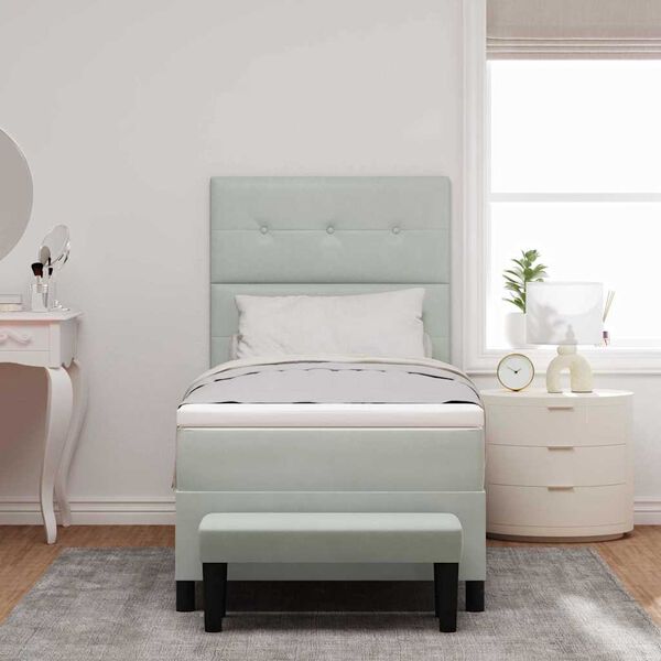 vidaXL Postel s boxspringem s matrac&iacute; Světle &scaron;ed&aacute; 100 x 200 cm samet