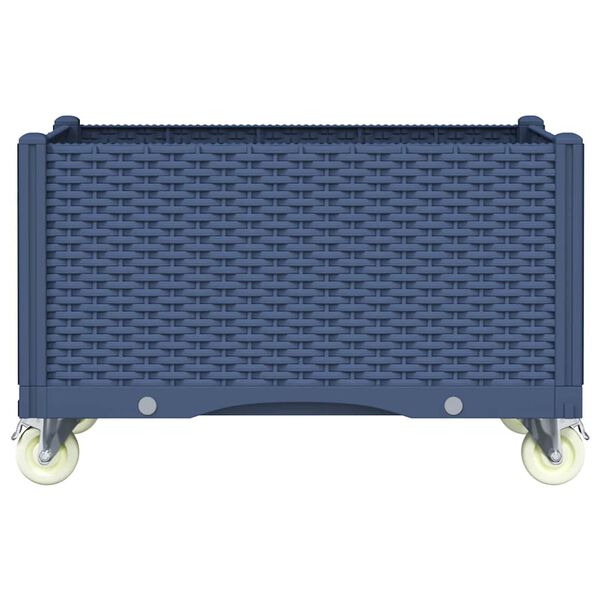vidaXL Zahradn&iacute; truhl&iacute;k na kolečk&aacute;ch modr&aacute; &scaron;ed&aacute; 80 x 50 x 54 cm PP