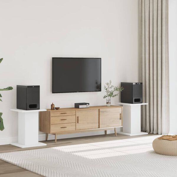 vidaXL Stojany na reproduktory 2 ks b&iacute;l&eacute; 30x30x60 cm kompozitn&iacute; dřevo