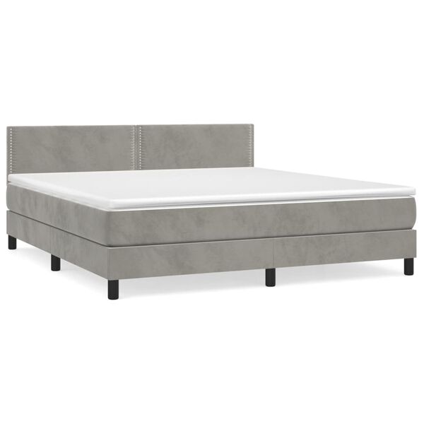 vidaXL Box spring postel s matrac&iacute; světle &scaron;ed&aacute; 160x200 cm samet