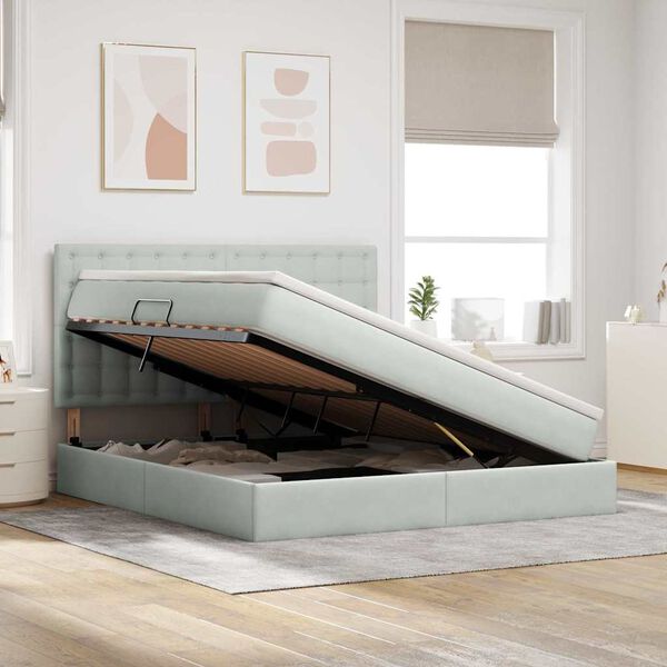 vidaXL Postel s &uacute;ložn&yacute;m prostorem a LED osvětlen&iacute;m 160 x 200 cm samet