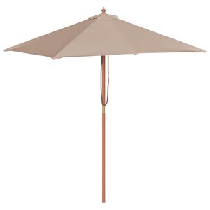 vidaXL Zahradn&iacute; slunečn&iacute;k s dřevěnou tyč&iacute; 150 x 200 cm taupe