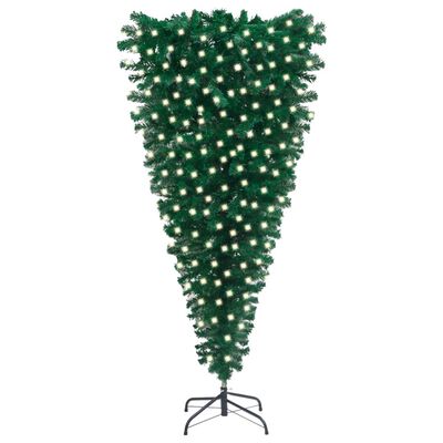 vidaXL Obrácený umělý vánoční stromek s LED osvětlením zelený 210 cm