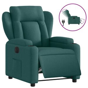 vidaXL Elektrick&eacute; polohovac&iacute; křeslo tmavě zelen&eacute; textil