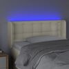 vidaXL Čelo postele s LED kr&eacute;mov&eacute; 93 x 16 x 78/88 cm uměl&aacute; kůže