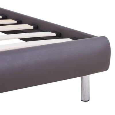 vidaXL Rám postele s LED šedý umělá kůže 90 x 200 cm