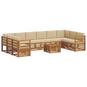 vidaXL Rohov&aacute; sofa sada s pol&scaron;t&aacute;řem 11 pcs Přirozen&aacute; a B&eacute;žov&aacute;