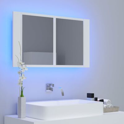 vidaXL LED koupelnová skříňka se zrcadlem bílá 80 x 12 x 45 cm akryl