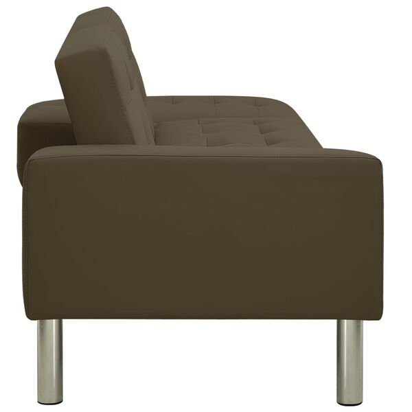 vidaXL Rozkl&aacute;dac&iacute; pohovka hněd&aacute; uměl&aacute; kůže