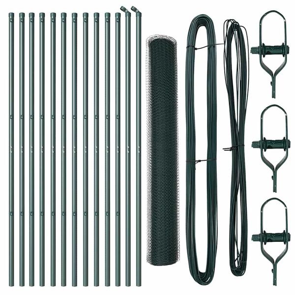 vidaXL Plotov&yacute; sloupek. Zelen&aacute; 25 x 1 m (13 mm s&iacute;ťovina) Ocel